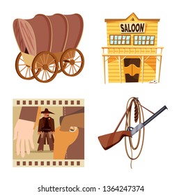 Isolated object of wild and west logo. Set of wild and american stock vector illustration.