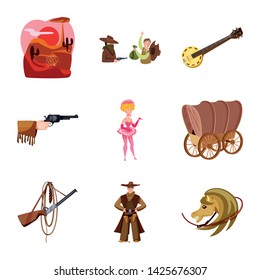 Isolated object of wild and west logo. Set of wild and american stock vector illustration.