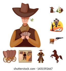 Isolated object of wild and west logo. Collection of wild and american vector icon for stock.