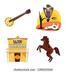 Isolated object of wild and west sign. Collection of wild and american stock vector illustration.