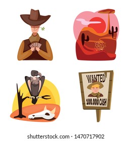 Isolated object of wild and west sign. Collection of wild and american stock symbol for web.