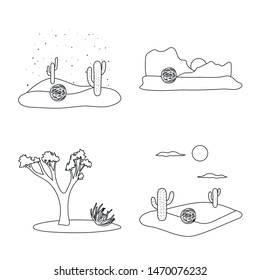 Isolated object of wilderness and texas icon. Set of wilderness and pasture stock vector illustration.