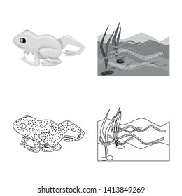 Isolated object of wildlife and bog icon. Collection of wildlife and reptile vector icon for stock.