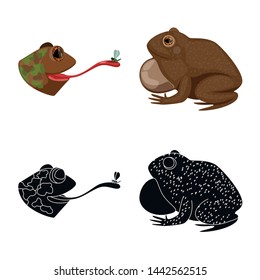 Isolated object of wildlife and bog icon. Set of wildlife and reptile stock vector illustration.