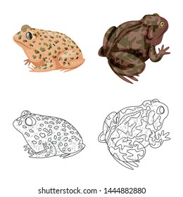 Isolated object of wildlife and bog icon. Set of wildlife and reptile stock vector illustration.