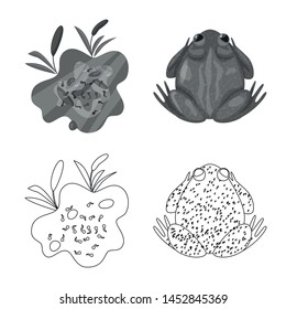 Isolated object of wildlife and bog icon. Set of wildlife and reptile stock symbol for web.
