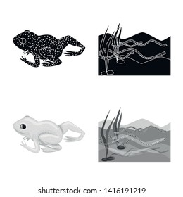 Isolated object of wildlife and bog logo. Set of wildlife and reptile stock vector illustration.
