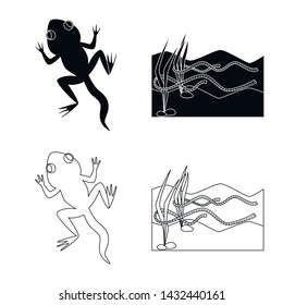 Isolated object of wildlife and bog logo. Set of wildlife and reptile vector icon for stock.