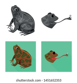 Isolated object of wildlife and bog logo. Set of wildlife and reptile stock symbol for web.
