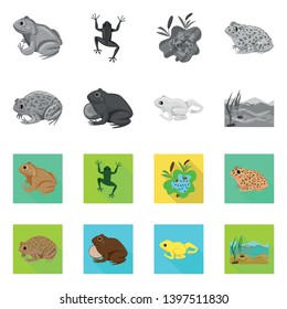 Isolated object  wildlife and bog sign. Collection  wildlife and reptile stock vector illustration.