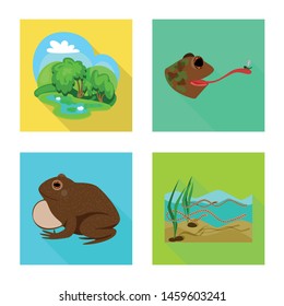 Isolated object of wildlife and bog sign. Set of wildlife and reptile vector icon for stock.