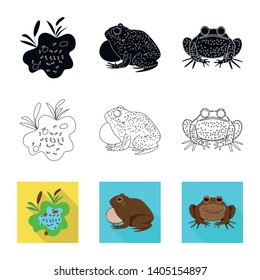 Isolated object of wildlife and bog symbol. Collection of wildlife and reptile stock symbol for web.