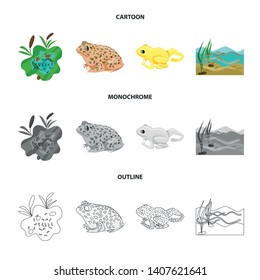 Isolated object of wildlife and bog symbol. Set of wildlife and reptile vector icon for stock.