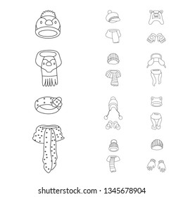 Isolated object of winter  and cold symbol. Collection of winter  and warm stock vector illustration.
