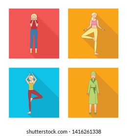 Isolated object of woman and body logo. Collection of woman and style stock symbol for web.