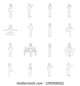 Isolated object of woman and body sign. Collection of woman and style stock symbol for web.