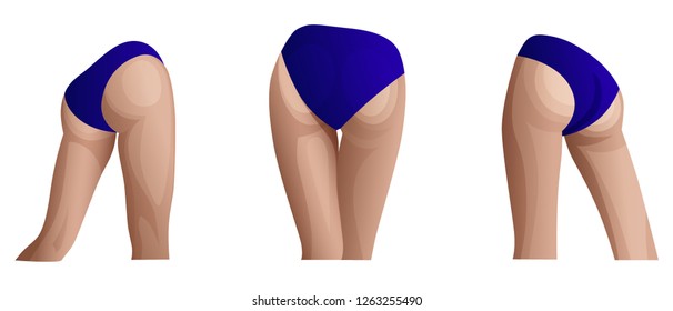 Isolated object of woman buttocks and legs. Set of woman's beautiful body turned back, stock symbol for web.