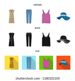 Isolated object of woman and clothing icon. Collection of woman and wear stock vector illustration.