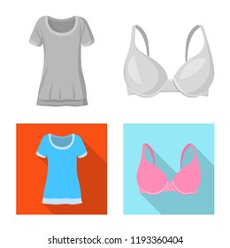 Isolated object of woman and clothing icon. Collection of woman and wear stock symbol for web.