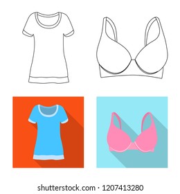 Isolated object of woman and clothing icon. Collection of woman and wear stock vector illustration.