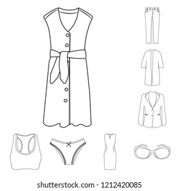 Isolated object of woman and clothing icon. Collection of woman and wear stock symbol for web.