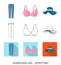 Isolated object of woman and clothing icon. Set of woman and wear vector icon for stock.