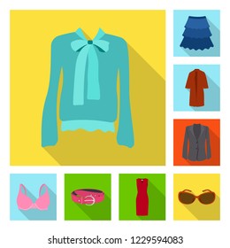 Isolated object of woman and clothing icon. Collection of woman and wear stock vector illustration.