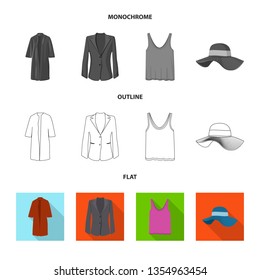 Isolated object of woman and clothing icon. Set of woman and wear vector icon for stock.