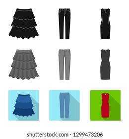 Isolated object of woman and clothing logo. Collection of woman and wear stock vector illustration.