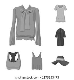 Isolated object of woman and clothing sign. Collection of woman and wear stock symbol for web.