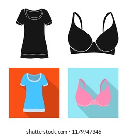 Isolated object of woman and clothing sign. Set of woman and wear vector icon for stock.