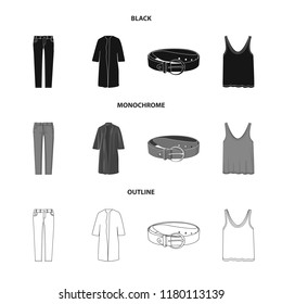 Isolated object of woman and clothing sign. Collection of woman and wear stock symbol for web.
