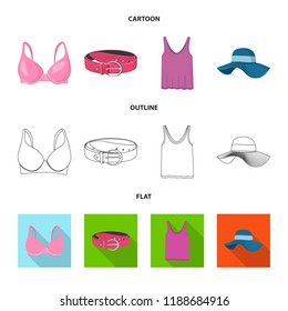 Isolated object of woman and clothing symbol. Collection of woman and wear vector icon for stock.