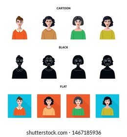 Isolated object of woman hairstyle and profession sign. Collection of hairstyle and character stock symbol for web.