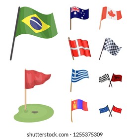 Isolated object of world and flag icon. Set of world and ribbon stock vector illustration.
