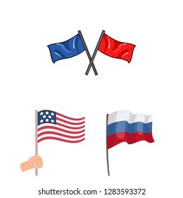 Isolated object of world and flag icon. Collection of world and ribbon stock symbol for web.