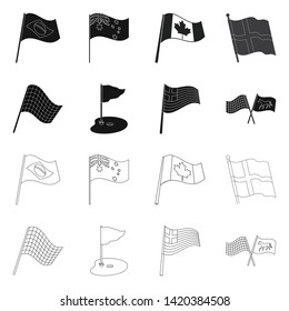 Isolated object of world and flag icon. Collection of world and ribbon vector icon for stock.