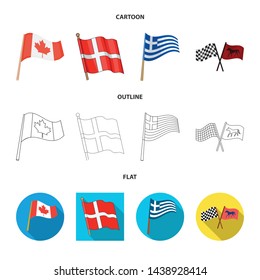 Isolated object of world and flag icon. Set of world and ribbon vector icon for stock.