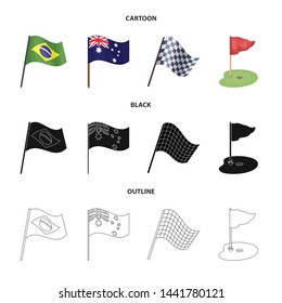 Isolated object of world and flag icon. Set of world and ribbon stock symbol for web.