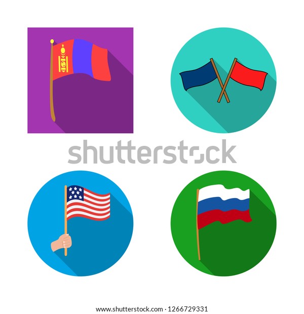 Isolated object of world and flag icon. Set of\
world and ribbon stock symbol for\
web.