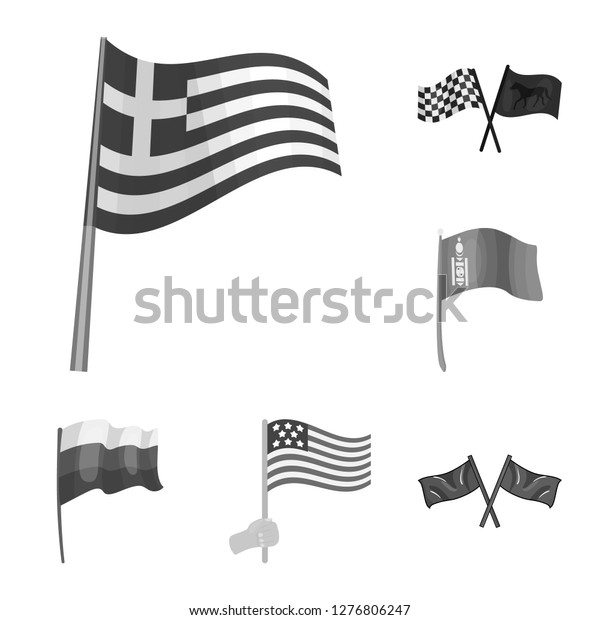 Isolated object of world and flag\
icon. Collection of world and ribbon stock vector\
illustration.
