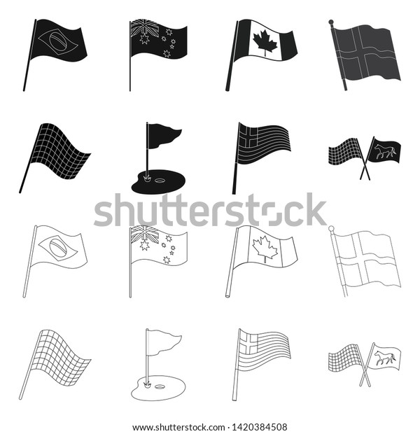 Isolated object of world and flag\
icon. Collection of world and ribbon vector icon for\
stock.