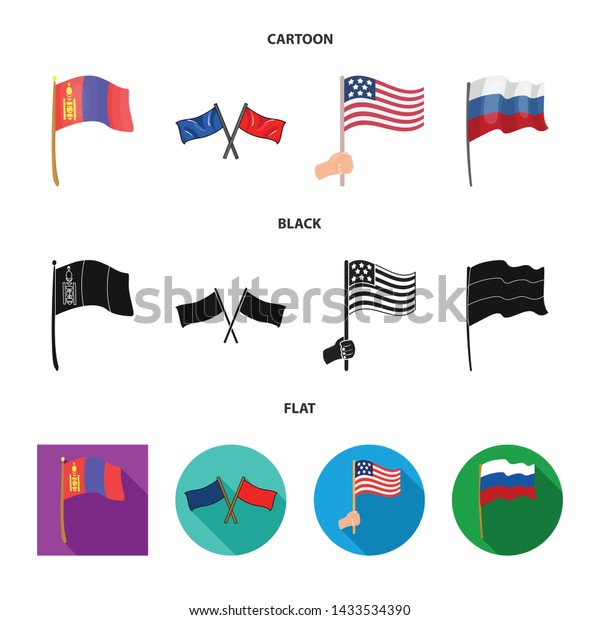 Isolated object of world and flag\
icon. Collection of world and ribbon vector icon for\
stock.