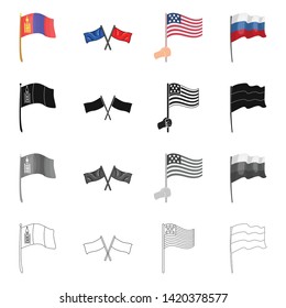 Isolated object of world and flag logo. Collection of world and ribbon vector icon for stock.