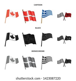 Isolated object of world and flag logo. Set of world and ribbon stock vector illustration.