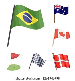 Isolated object of world and flag sign. Collection of world and ribbon stock symbol for web.