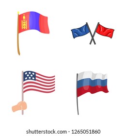 Isolated object of world and flag sign. Collection of world and ribbon stock symbol for web.