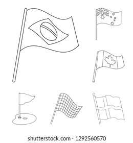 Isolated object of world and flag sign. Collection of world and ribbon stock symbol for web.