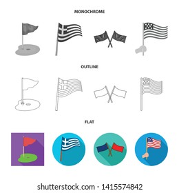 Isolated object of world and flag sign. Collection of world and ribbon vector icon for stock.