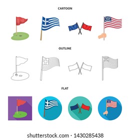 Isolated object of world and flag sign. Set of world and ribbon vector icon for stock.